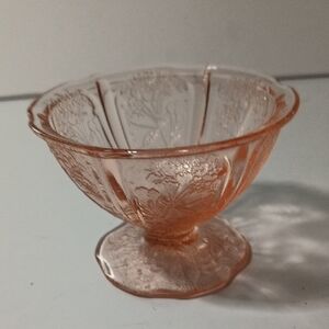 Vintage Pink Depression Glass Desert Bowl Made By Jeanette Glass In The 1930's